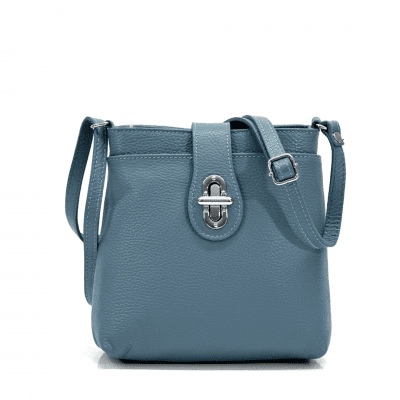 Чанта за през рамо от естествена кожа Andria - светло синя