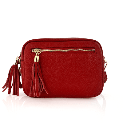 Чанта за през рамо от естествена кожа Flavia - червена