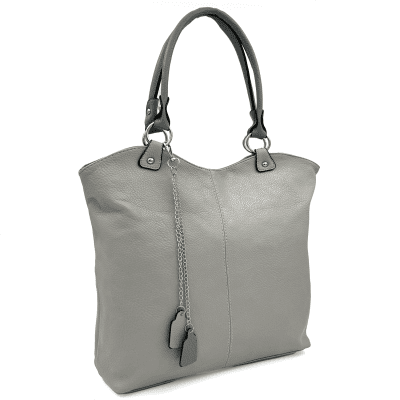 Голяма дамска чанта тип торба - сива