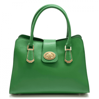 Луксозна чанта от естествена кожа Madelin - зелена