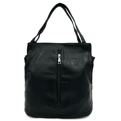 2 в 1 - Дамска чанта и раница - черна