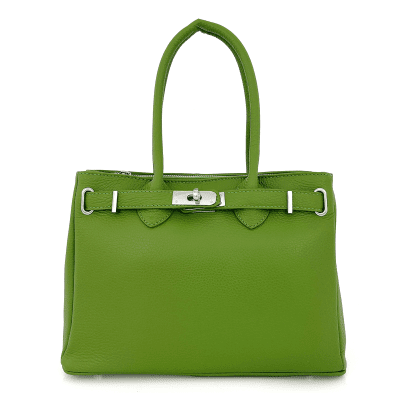 Луксозна чанта от естествена кожа Vivian - светло зелена