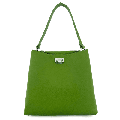 Луксозна дамска чанта от естествена кожа Elizabeth - светло зелена