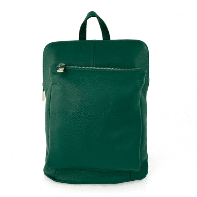 2 в 1 - Раница и чанта от естествена кожа Elenora  - тъмно зелена