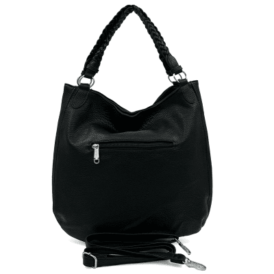 Голяма дамска чанта тип торба - черна