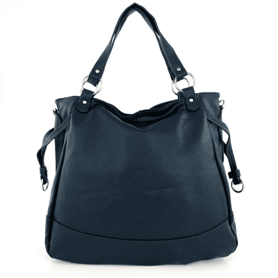 Голяма дамска чанта тип торба - тъмно синя
