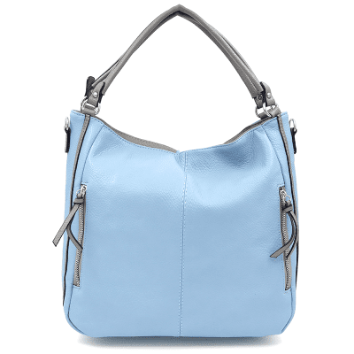 Голяма дамска чанта тип торба - светло синя