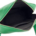Чанта за през рамо от естествена кожа и велур - зелена