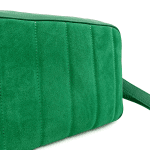 Чанта за през рамо от естествена кожа и велур - зелена