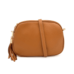 Чанта за през рамо от естествена кожа Carina - керемидено кафява