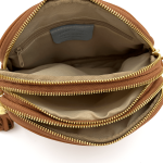 Чанта за през рамо от естествена кожа Carina - керемидено кафява