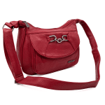 Чанта за през рамо с 2 големи отделения и много джобове - червена