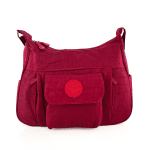Чанта за през рамо от плат с 2 отделения и много джобчета - червена