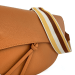 Чанта за през рамо от естествена кожа с 2 дръжки - керемидено кафява