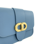 Чанта за през рамо от естествена кожа Ava - светло синя