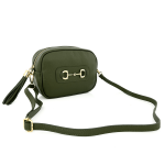 Чанта за през рамо от естествена кожа Lorena - маслено зелена