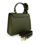 Чанта от естествена кожа с фишу Alessandra - зелена