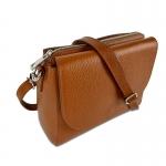 Чанта за през рамо от естествена кожа Milana - керемидено кафява