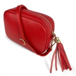 Чанта за през рамо от естествена кожа Bria - червена