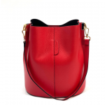 Дамска чанта от естествена кожа с 2 дръжки - червена