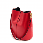 Дамска чанта от естествена кожа с 2 дръжки - червена