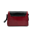Малка чанта за през рамо от естествена кожа - червено/черно