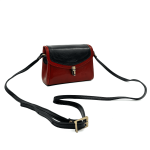 Малка чанта за през рамо от естествена кожа - червено/черно