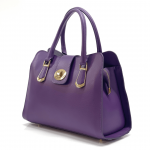 Луксозна чанта от естествена кожа Madelin - тъмно лилава