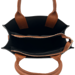 Дамска чанта от естествена кожа Florentina - черно/керемидено кафяво