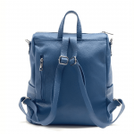 2 в 1 - Раница и чанта от естествена кожа - синя