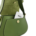 Луксозна чанта от естествена кожа с 2 дръжки Italina - зелена