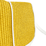 Дамска чанта от естествена кожа с 2 дръжки и ръчно изтъкана рафия - бяло/жълто