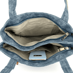 Дамска чанта тип торба с 2 отделения - синя