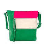 Цветна чанта за през рамо с много джобчета - зелена