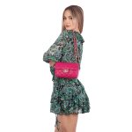 Капитонирана чанта за през рамо от естествена кожа Mila - лилава