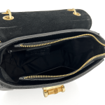 Дамска чанта от естествена кожа с бамбукова дръжка - черна