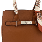 Луксозна чанта от естествена кожа - керемидено кафява