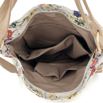 2 в 1 - Дамска чанта и раница с принт на цветя Аrdea - светло кафява
