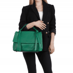 Дамска чанта рамо от естествена кожа Matera - зелена