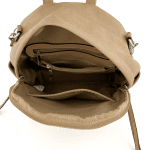 2 в 1 - Раница и чанта със змийски принт - светло кафява