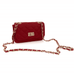 Капитонирана чанта за през рамо от естествена кожа Mila - червена