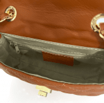 Капитонирана чанта за през рамо от естествена кожа Mila - керемидено кафява