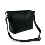 Дамска чантa за през рамо от естествена кожа - черна