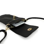 Чантичка за телефон от естествена кожа - черна