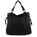 Голяма дамска чанта тип торба - фуксия/черно