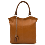 Голяма дамска чанта тип торба - светло кафява