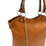 Голяма дамска чанта тип торба - светло кафява