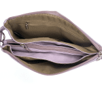 Чанта за през рамо с 3 отделения и цветна дръжка - сребриста