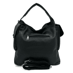 Дамска чанта тип торба с опушен ефект - черна