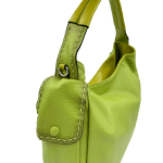 Дамска чанта тип торба с опушен ефект - светло кафява
